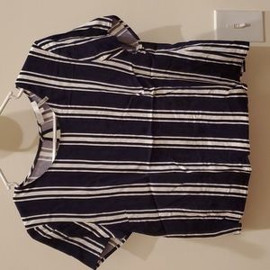 Nautical cropped open-back blouse, size small